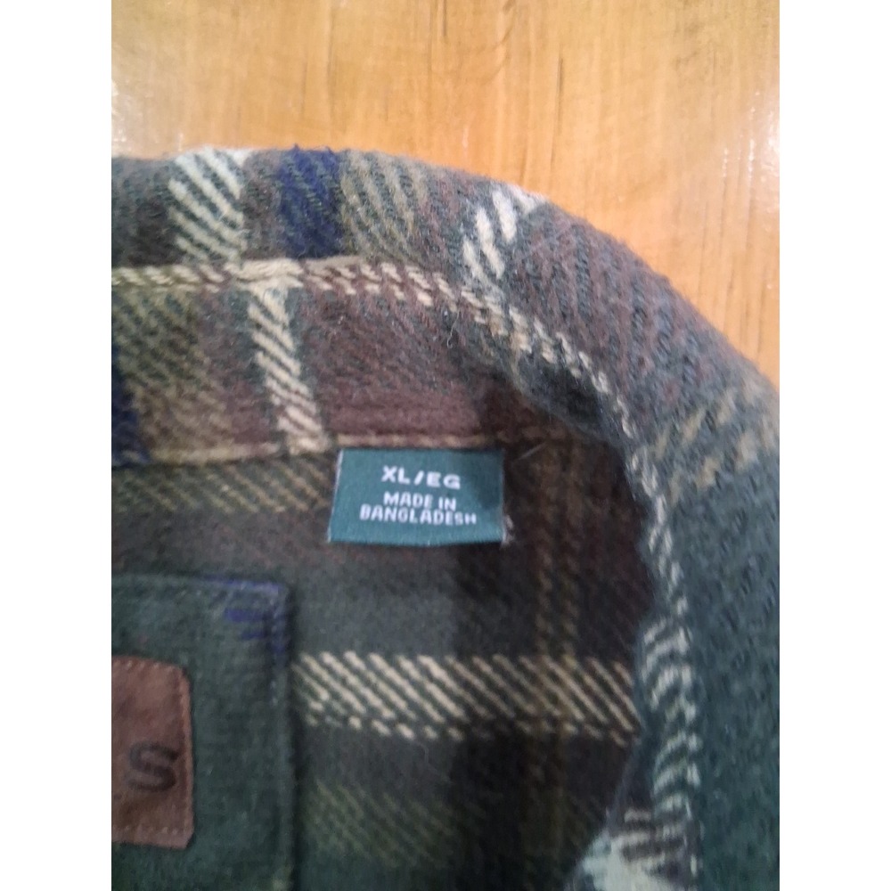 Orvis Flannel Shacket Shirt Mens XL Olive Plaid Heavyweight Outdoor Workwear - Picture 3 of 6